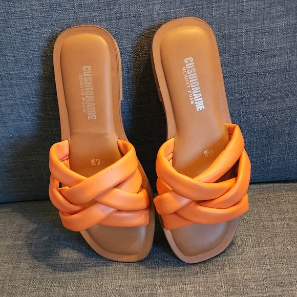 Cushionaire Orange Farah Memory Foam Sandal Size 6.5 - Picture 2 of 9
